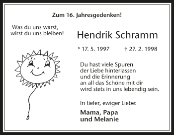 Traueranzeige von Hendrik Schramm von Medienhaus Bauer